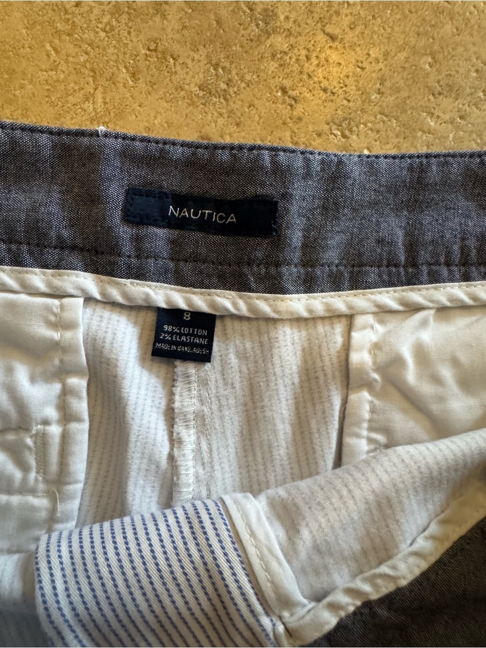 Nautica White and Light Blue Pinstriped Sailor-Style Shorts - Picture 2 of 3